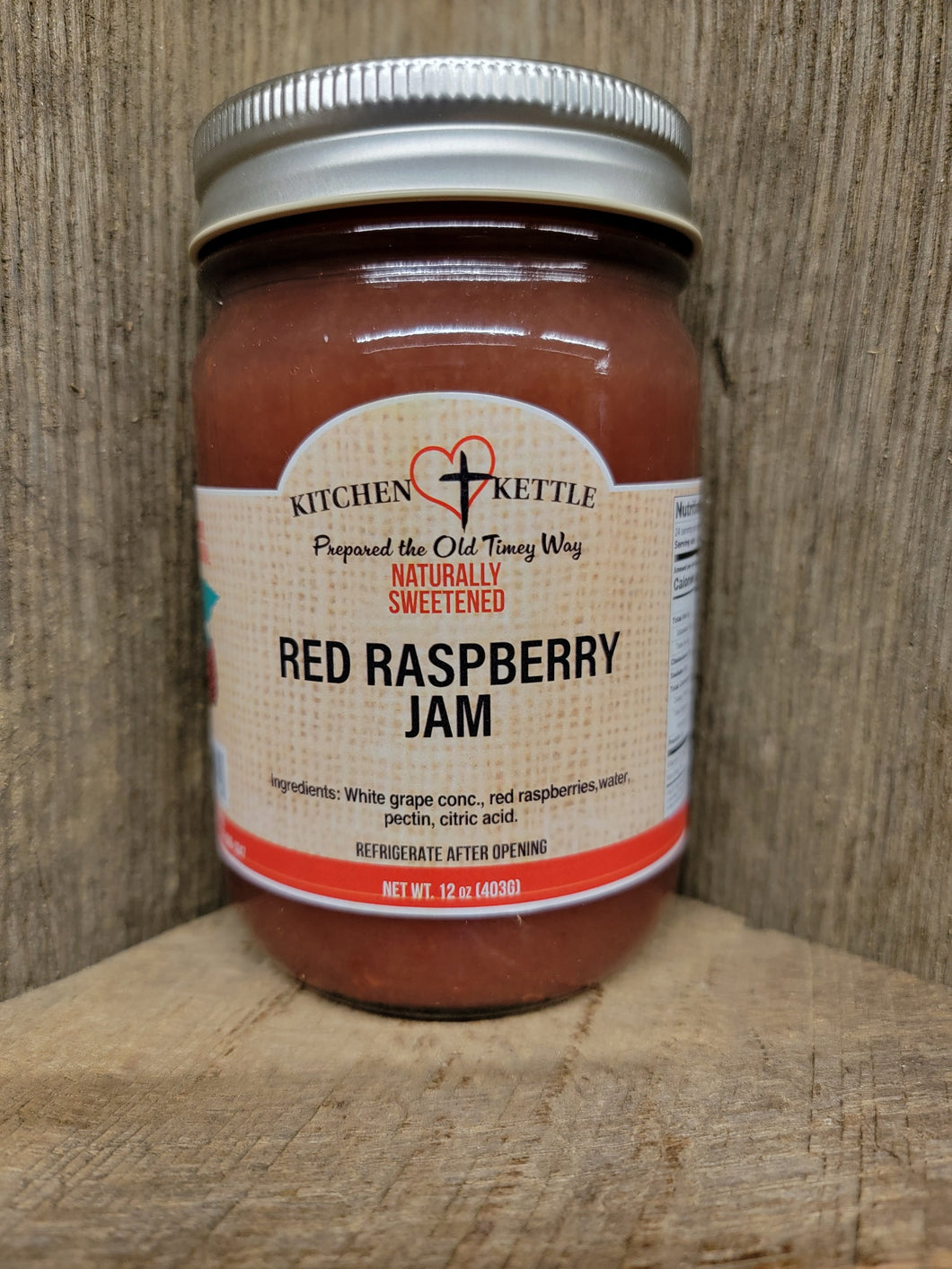 Naturally Sweetened Red Raspberry Jam 12oz